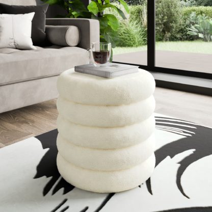 An Image of Murray Sherpa Storage Stool Ivory Ivory
