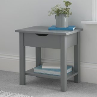 An Image of Vigo Grey Wooden 1 Drawer Bedside Table