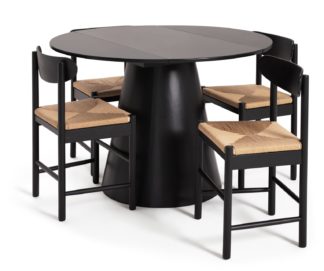 An Image of Habitat Iver Dining Table & 4 Hannah Black Chairs