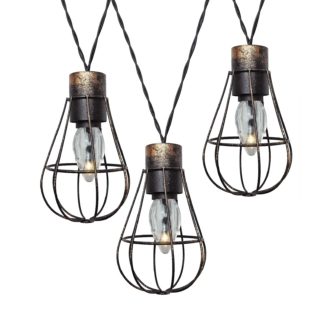 An Image of Homebase Edit 10 Metal Solar Cage Lights