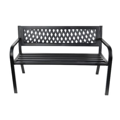 An Image of Black Steel Garden Bench