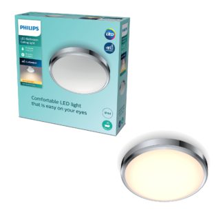 An Image of Philips Doris Integrated LED Ceiling Light, Warm White Chrome