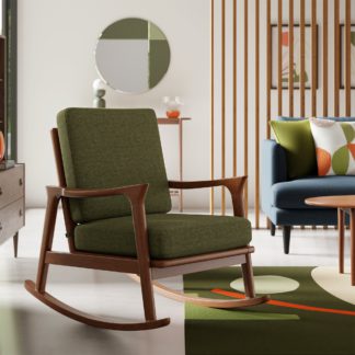 An Image of Elements Maddox Woolly Herringbone Rocking Chair Olive Olive