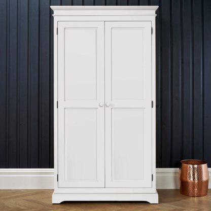 f2d3090992573474322a41afe9e611c33a9f2e30ef32644664832dd4bbcb496a.jpg An Image of Suffolk White Wooden 2 Door Wardrobe