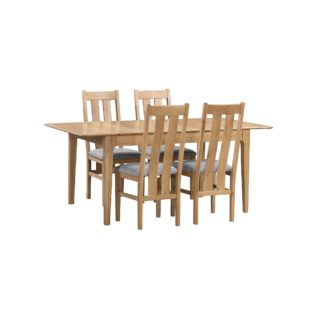 An Image of Cotswold Extendable Dining Table with 4 Dining Chairs Oak