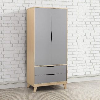 An Image of Kingston Beech and Grey Wooden 2 Door 2 Drawer Wardrobe