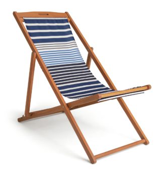 An Image of Habitat Folding Wooden Deck Chair - Blue