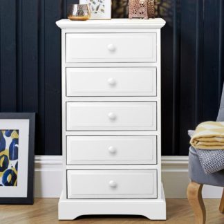An Image of Suffolk White Wooden 5 Drawer Chest