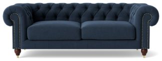 An Image of Swoon Winston Fabric 3 Seater Sofa - Indigo Blue