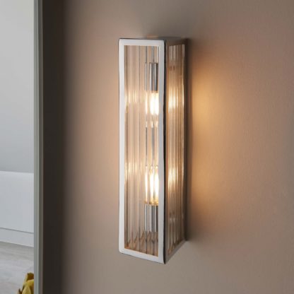 An Image of Daltra Large Ribbed Bathroom Wall Light - Chrome Effect