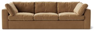 An Image of Swoon Seattle Velvet 3 Seater Sofa - Biscuit