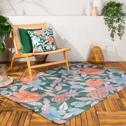 An Image of furn. Cypressa Jade Washable Indoor Outdoor Rug Green