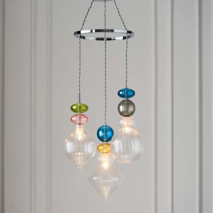 An Image of Elgin Cluster Pendant Ceiling Light - Multicoloured & Chrome