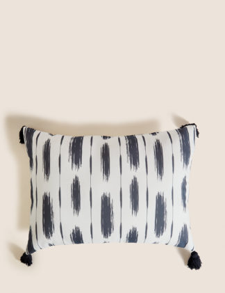 An Image of M&S Printed Tasseled Outdoor Cushion