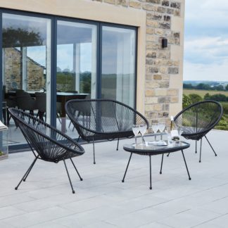 An Image of Rio 4 Piece Rattan Seating Set Black