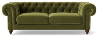 An Image of Swoon Winston Velvet 3 Seater Sofa - Fern Green