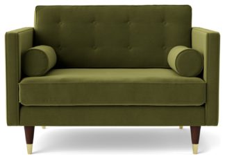 An Image of Swoon Porto Velvet Cuddle Chair - Fern Green