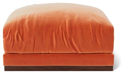 An Image of Swoon Denver Velvet Ottoman Footstool - Biscuit