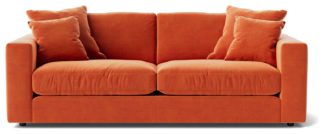 An Image of Swoon Althaea Velvet 3 Seater Sofa - Burnt Orange