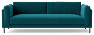 An Image of Swoon Munich Velvet 3 Seater Sofa- Kingfisher Blue