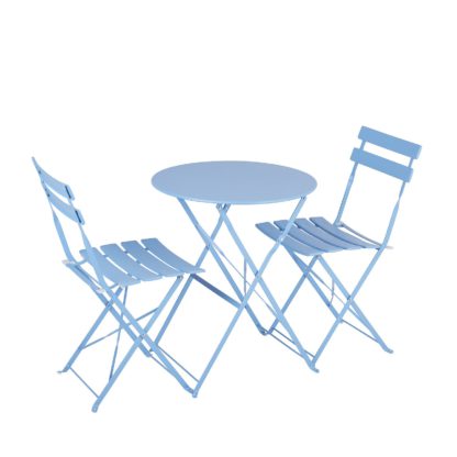 An Image of Millie Metal Bistro Set - Blue