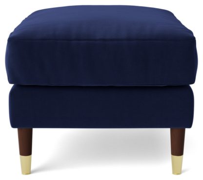 An Image of Swoon Rieti Velvet Ottoman Footstool - Biscuit