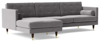 An Image of Swoon Porto Velvet Left Hand Corner Sofa - Silver Grey