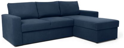 An Image of Argos Home Miller Fabric Corner Chaise Sofa Bed - Navy