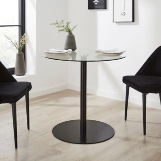 An Image of Logan Glass Pedestal Dining Table Black Black