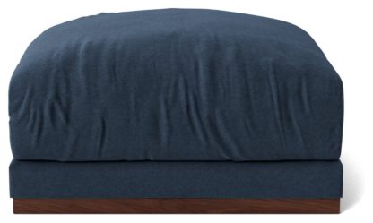 An Image of Swoon Denver Velvet Ottoman Footstool - Biscuit