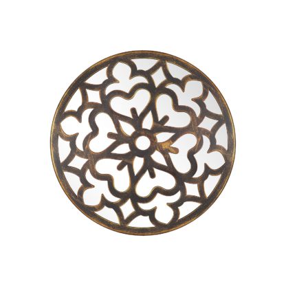 An Image of Hexagonal Laser Cut Outdoor Mirror 35cm - Black