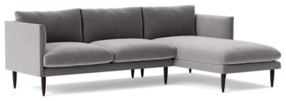 An Image of Swoon Luna Velvet Right Hand Corner Sofa - Silver Grey