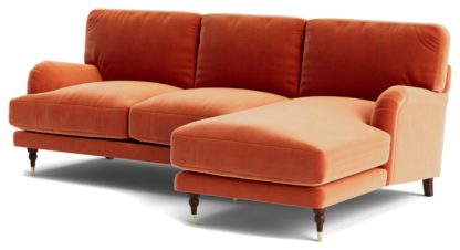 An Image of Swoon Charlbury Velvet Right Hand Corner Sofa - Fern Green