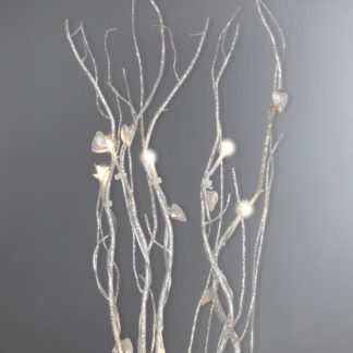 An Image of Twig Lights Glitter with Hearts Silver Silver