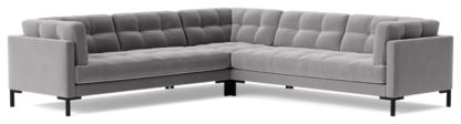 An Image of Swoon Landau Velvet 5 Seater Corner Sofa - Ink Blue