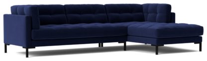An Image of Swoon Landau Velvet Right Hand Corner Sofa - Silver Grey