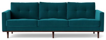 An Image of Swoon Berlin Velvet 4 Seater Sofa - Burnt Orange