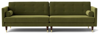 An Image of Swoon Porto Velvet 4 Seater Sofa - Taupe