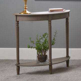 An Image of Pacific Ashwell Half Moon Console Table, Taupe Painted Pine Taupe