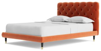 An Image of Swoon Burbage Kingsize Velvet Bed Frame - Burnt Orange