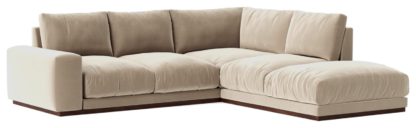 An Image of Swoon Denver Velvet Right Hand Corner Sofa - Silver Grey