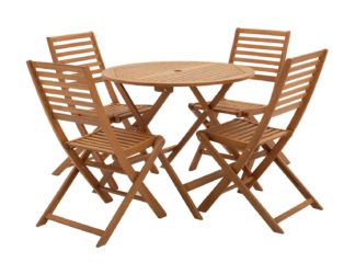 An Image of Argos Home Newbury 4 Seater Folding Wooden Patio Set - Brown