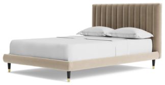 An Image of Swoon Porlock Kingsize Velvet Bed Frame - Taupe