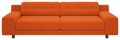 An Image of Habitat Hendricks 4 Seater Velvet Sofa - Orange