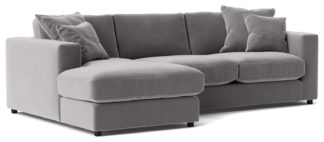 An Image of Swoon Althaea Velvet Left Hand Corner Sofa - Silver Grey