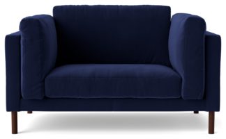 An Image of Swoon Munich Velvet Cuddle Chair - Ink Blue