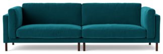 An Image of Swoon Munich Velvet 4 Seater Sofa- Kingfisher Blue