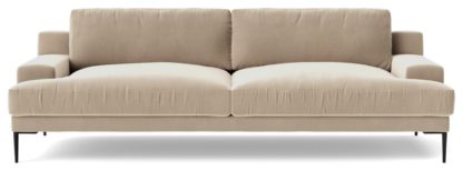 An Image of Swoon Almera Velvet 3 Seater Sofa - Biscuit