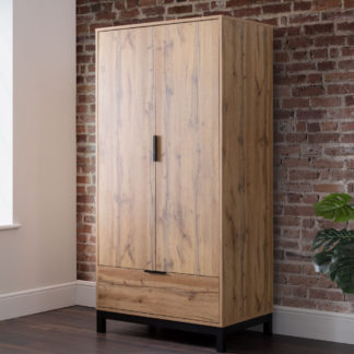 An Image of Bali Oak 2 Door 1 Drawer Wooden Combination Wardrobe