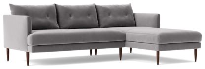 28338674c47eb1a2880634439ec84f42312a9c029b22ec80598dec3e6cb56411.jpg An Image of Swoon Kalmar Velvet Right Hand Corner Sofa - Granite Grey